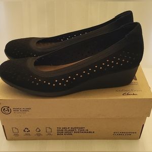 New Clarks Collection Elin Sun Wedge Platform Sz.6 Color Black